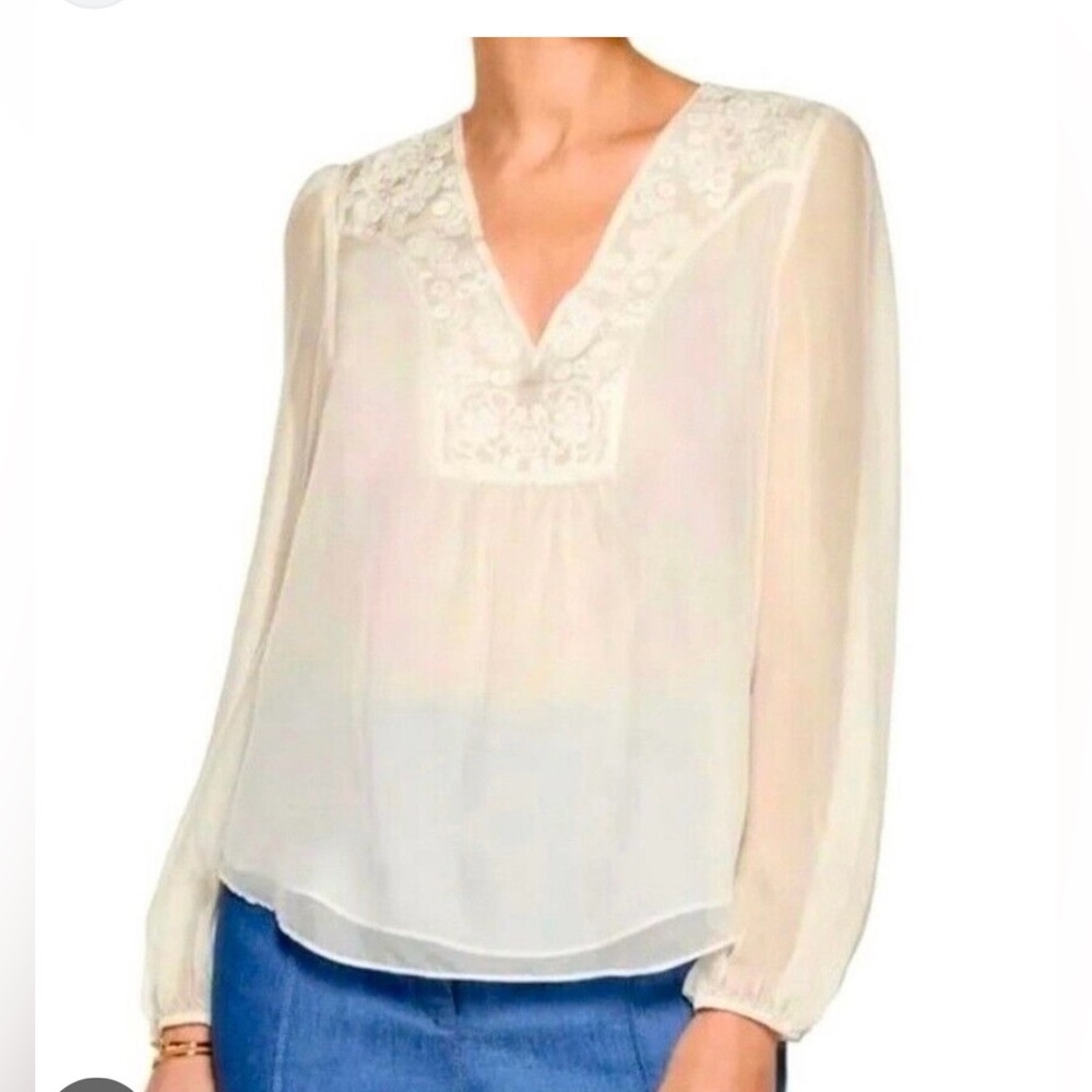 NWT. DVF Maslyn Embroidered Long Sleeve Blouse. $348. Gorgeous! Chic!